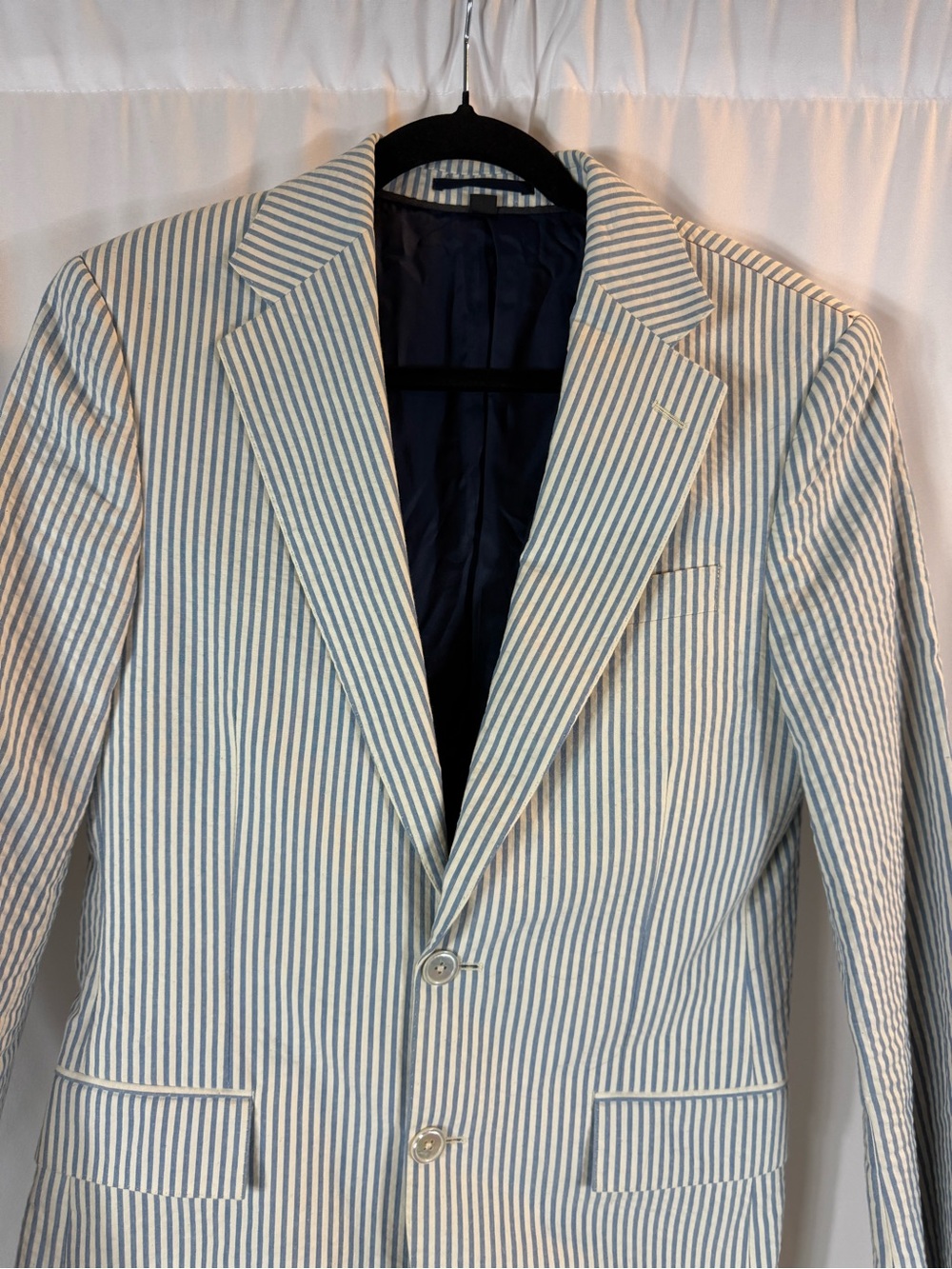 J. Crew Ludlow Fit Blue and White Seersucker Suit Jacket - Picture 3 of 15